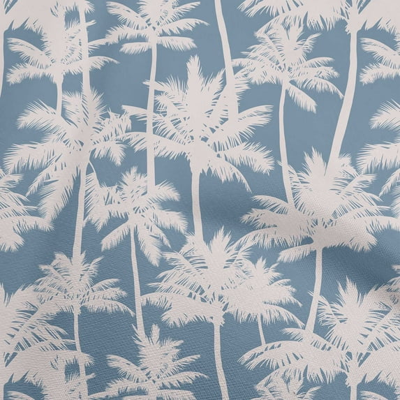 oneOone Cotton Flex Light Blue Fabric Coconut Tree & Leaf Craft Projects Decor Fabric Printed By The Yard 40 Inch Wide