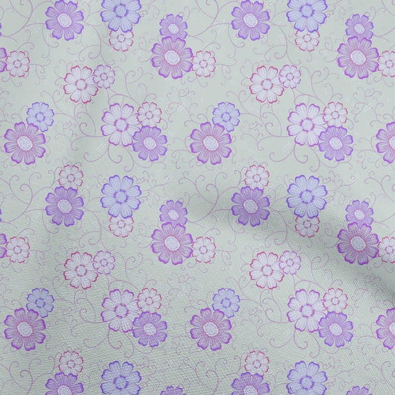 oneOone Cotton Flex Light Blue Fabric Floral Craft Projects Decor Fabric Printed By The Yard 40 Inch Wide