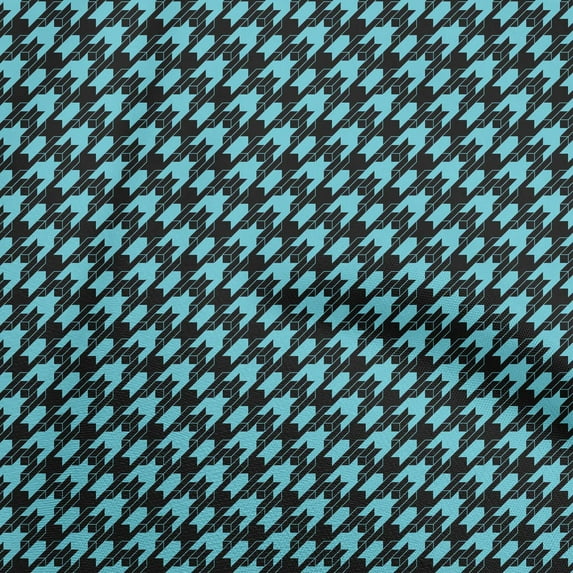 oneOone Cotton Flex Light Blue Fabric Houndstooth Craft Projects Decor Fabric Printed By The Yard 40 Inch Wide
