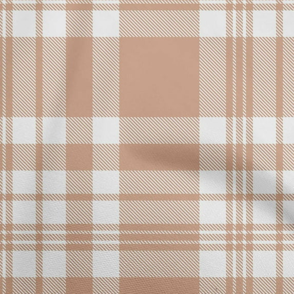 oneOone Cotton Flex Light Brown Fabric Check Craft Projects Decor Fabric Printed By The Yard 40 Inch Wide
