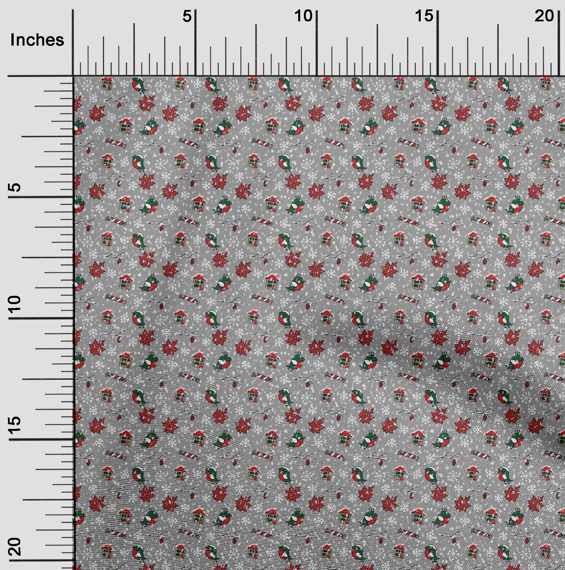 oneOone Cotton Flex Light Gray Fabric Christmas Dress Material Fabric Print Fabric By The Yard 40 Inch Wide