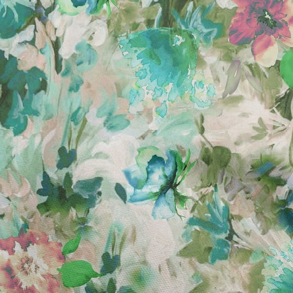 oneOone Cotton Flex Light Green Fabric Abstract Floral Fabric For Sewing Printed Craft Fabric By The Yard 40 Inch Wide