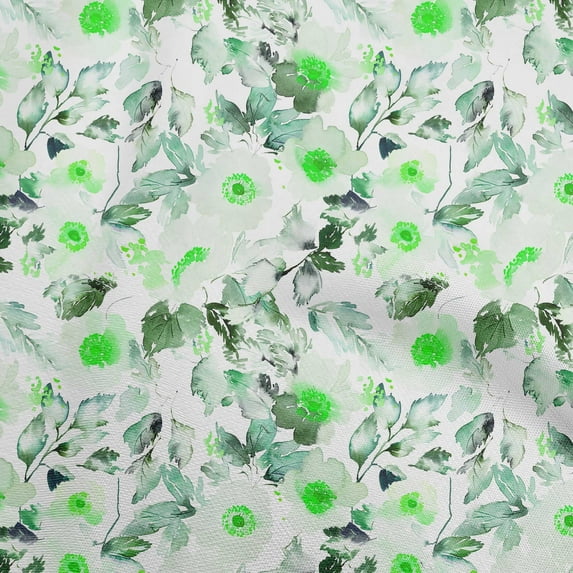oneOone Cotton Flex Light Green Fabric Florals Craft Projects Decor Fabric Printed By The Yard 40 Inch Wide