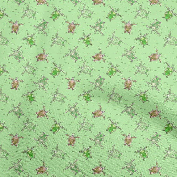 oneOone Cotton Flex Light Green Fabric Ocean Turtles Sewing Craft Projects Fabric Prints By Yard 40 Inch Wide