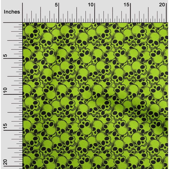 oneOone Cotton Flex Light Green Fabric Skull Sewing Material Print Fabric By The Yard 40 Inch Wide