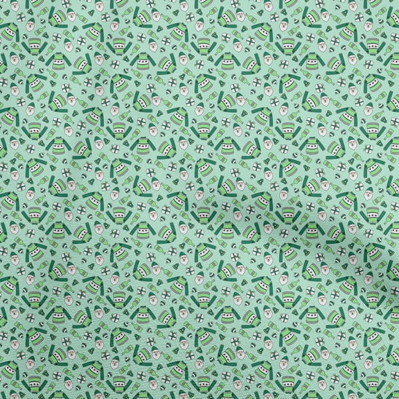 oneOone Cotton Flex Light Mint Green Fabric Christmas Sewing Fabric By The Yard Printed Diy Clothing Sewing Supplies 40 Inch Wide