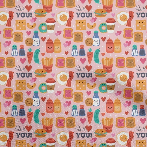 oneOone Cotton Flex Light Pink Fabric Breakfast Sewing Craft Projects Fabric Prints By Yard 40 Inch Wide