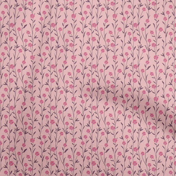 oneOone Cotton Flex Light Pink Fabric Floral Retro Craft Projects Decor Fabric Printed By The Yard 40 Inch Wide