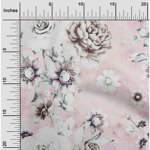 oneOone Cotton Flex Light Pink Fabric Florals Sewing Craft Projects Fabric Prints By Yard 40 Inch Wide