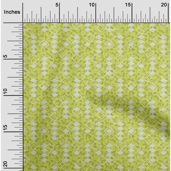 oneOone Cotton Flex Lime Green Fabric Leaves & Floral Geometric Sewing Material Print Fabric By The Yard 40 Inch Wide