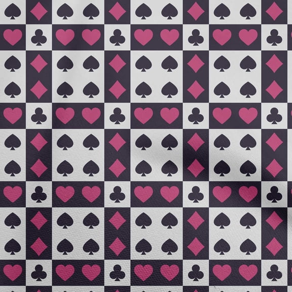 oneOone Cotton Flex Magenta Fabric Poker Card Fabric For Sewing Printed Craft Fabric By The Yard 40 Inch Wide