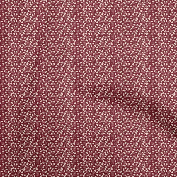 oneOone Cotton Flex Maroon Fabric Random Sewing Fabric By The Yard Printed Diy Clothing Sewing Supplies 40 Inch Wide
