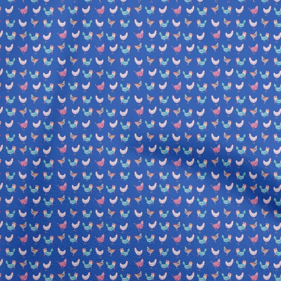 oneOone Cotton Flex Medium Blue Fabric Birds Rooster Fabric For Sewing Printed Craft Fabric By The Yard 40 Inch Wide