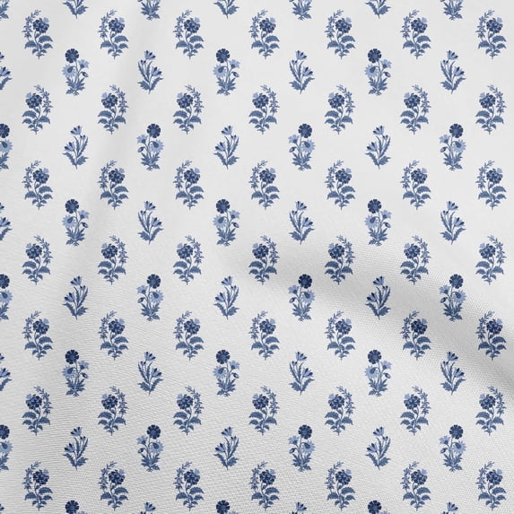 oneOone Cotton Flex Medium Blue Fabric Florals Sewing Craft Projects Fabric Prints By Yard 40 Inch Wide