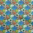 thumbnail image 1 of oneOone Cotton Flex Medium Blue Fabric Sports Basket & Football Quilting Supplies Print Sewing Fabric By The Yard 40 Inch Wide, 1 of 4