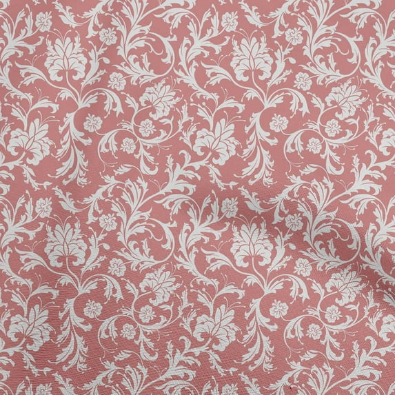 oneOone Cotton Flex Medium Pink Fabric Asian Floral Sewing Material Print Fabric By The Yard 40 Inch Wide