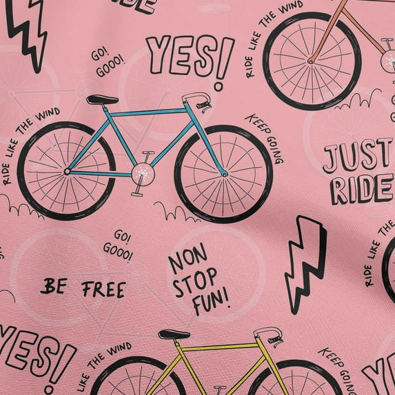oneOone Cotton Flex Medium Pink Fabric Bicycle Sewing Craft Projects Fabric Prints By Yard 40 Inch Wide
