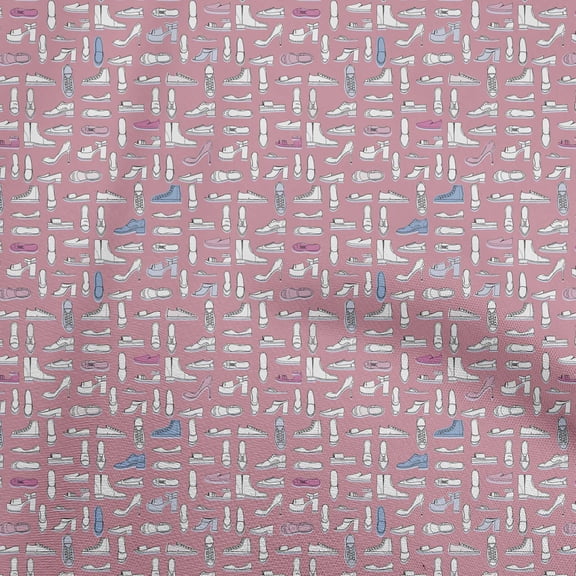 oneOone Cotton Flex Medium Pink Fabric Conversational Footwear Fabric For Sewing Printed Craft Fabric By The Yard 40 Inch Wide