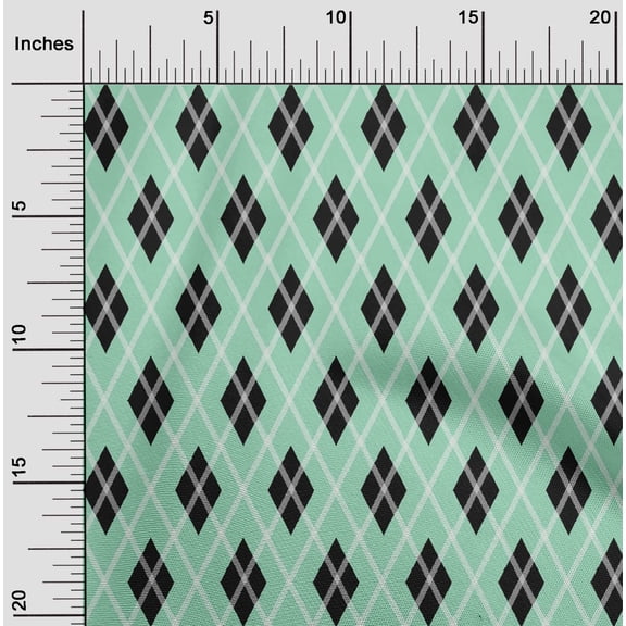 oneOone Cotton Flex Mint Green Fabric Argyle Check Sewing Craft Projects Fabric Prints By Yard 40 Inches Wide