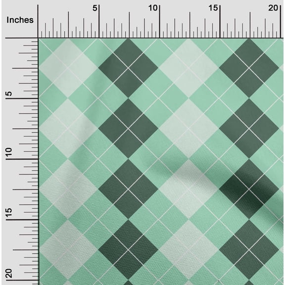 oneOone Cotton Flex Mint Green Fabric Argyle Check Sewing Craft Projects Fabric Prints By Yard 40 Incheses Wide