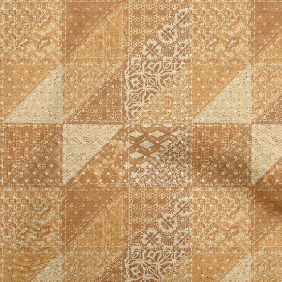 oneOone Cotton Flex Mustard Yellow Fabric Mix Block Pattern Fabric For Sewing Printed Craft Fabric By The Yard 40 Inch Wide