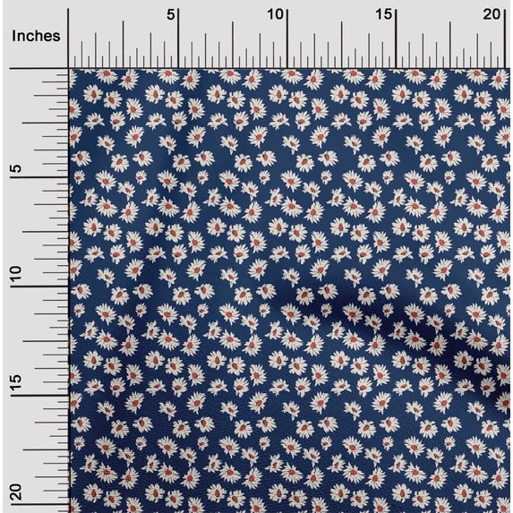 oneOone Cotton Flex Navy Blue Fabric Artistic Flower Craft Projects Decor Fabric Printed By The Yard 40 Inch Wide