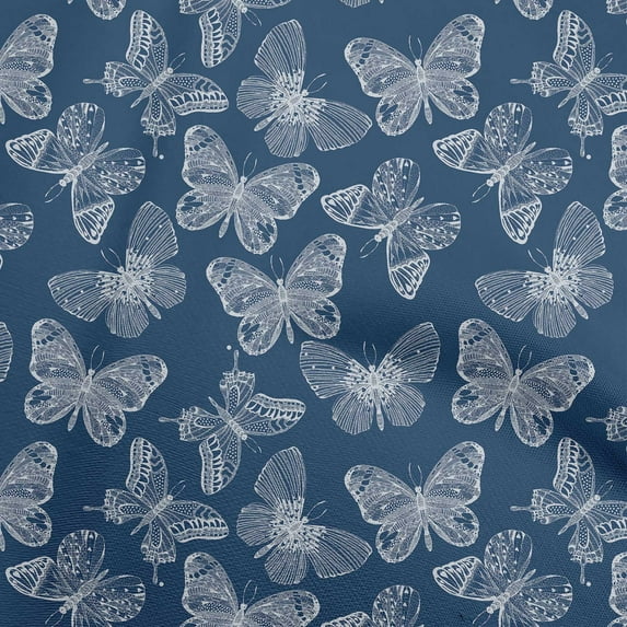 oneOone Cotton Flex Navy Blue Fabric Butterflies Dress Material Fabric Print Fabric By The Yard 40 Inch Wide-S6