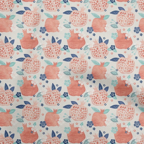 oneOone Cotton Flex Off White Fabric Pomegranate Dress Material Fabric Print Fabric By The Yard 40 Inch Wide-12