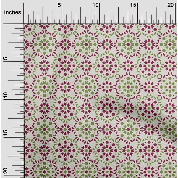 oneOone Cotton Flex Pastel Gray Fabric Floral & Tiles Moroccan Dress Material Fabric Print Fabric By The Yard 40 Inch Wide
