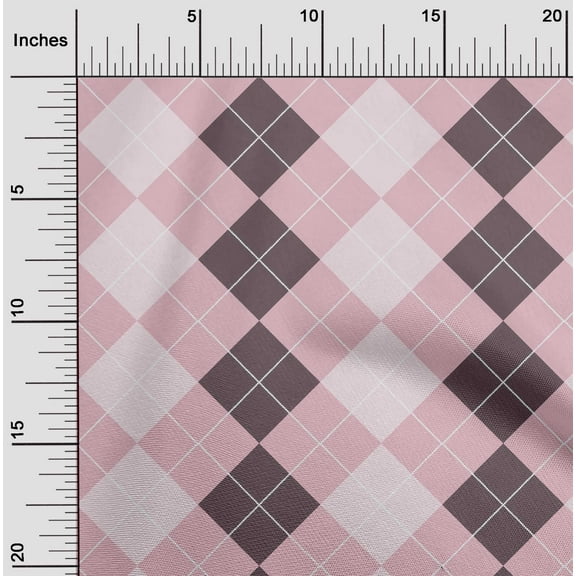 oneOone Cotton Flex Pastel Pink Fabric Argyle Check Sewing Craft Projects Fabric Prints By Yard 40 Inches Wide