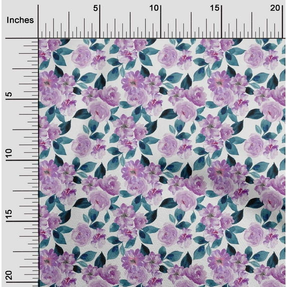oneOone Cotton Flex Pastel Purple Fabric Rose Buds Floral Craft Projects Decor Fabric Printed By The Yard 40 Inch Wide