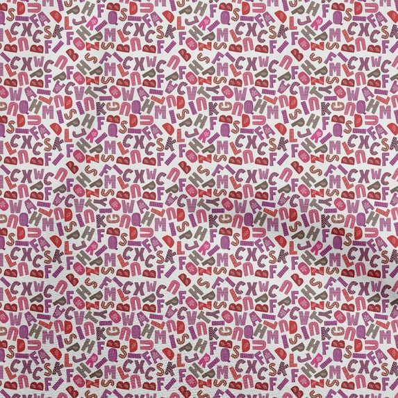 oneOone Cotton Flex Pink Fabric Alphabet Dress Material Fabric Print Fabric By The Yard 40 Inch Wide