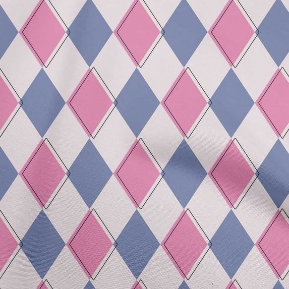 oneOone Cotton Flex Pink Fabric Argyle Fabric For Sewing Printed Craft Fabric By The Yard 40 Inch Wide