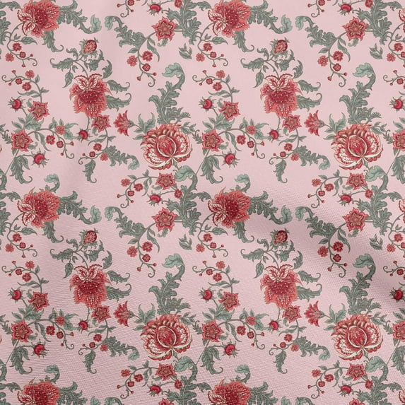 oneOone Cotton Flex Pink Fabric Floral Fabric For Sewing Printed Craft Fabric By The Yard 40 Inch Wide
