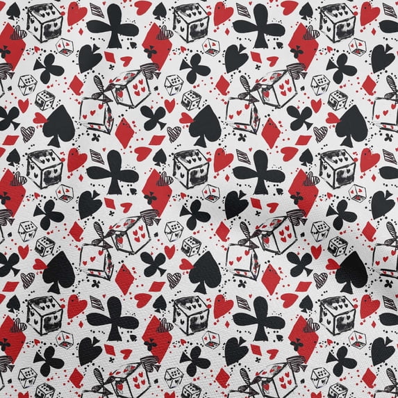 oneOone Cotton Flex Red Fabric Poker Card Sewing Craft Projects Fabric Prints By Yard 40 Inch Wide