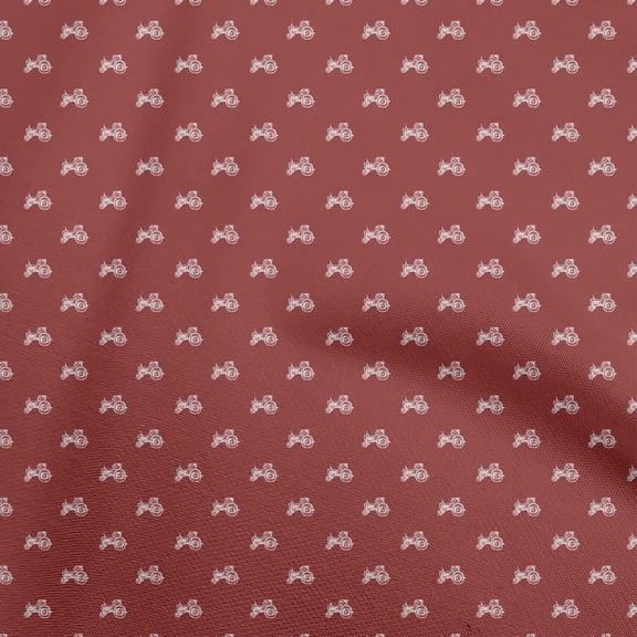 oneOone Cotton Flex Red Fabric Tractor Sewing Craft Projects Fabric Prints By Yard 40 Inch Wide
