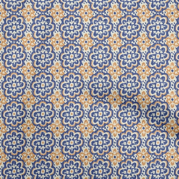 oneOone Cotton Flex Royal Blue Fabric Asian Block Sewing Fabric By The Yard Printed Diy Clothing Sewing Supplies 40 Inch Wide