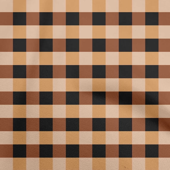 oneOone Cotton Flex Rust Brown Fabric Check Quilting Supplies Print Sewing Fabric By The Yard 40 Inch Wide