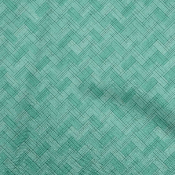 oneOone Cotton Flex Sea Green Fabric Geometric Diy Clothing Quilting Fabric Print Fabric By Yard 40 Inch Wide