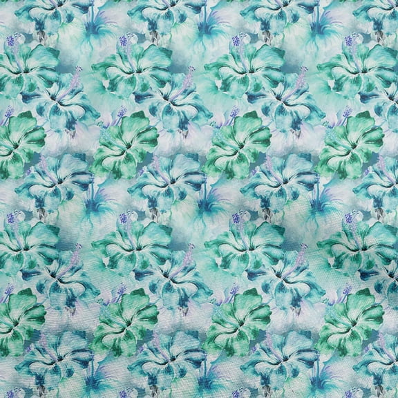oneOone Cotton Flex Teal Green Fabric Floral Fabric For Sewing Printed Craft Fabric By The Yard 40 Inch Wide-WI