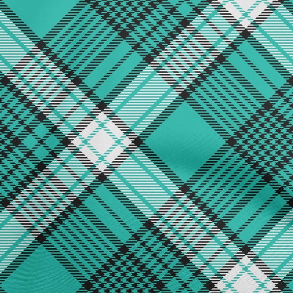 oneOone Cotton Flex Teal Green Fabric Tartan Diy Clothing Quilting Fabric Print Fabric By Yard 40 Inch Wide