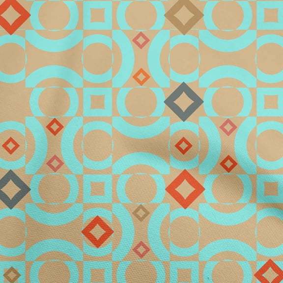 oneOone Cotton Flex Turquoise Blue Fabric Geometric Craft Projects Decor Fabric Printed By The Yard 40 Inch Wide-BA