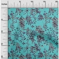 thumbnail image 1 of oneOone Cotton Flex Turquoise Blue Fabric Leaves & Floral Texture Quilting Supplies Print Sewing Fabric By The Yard 40 Inch Wide, 1 of 4
