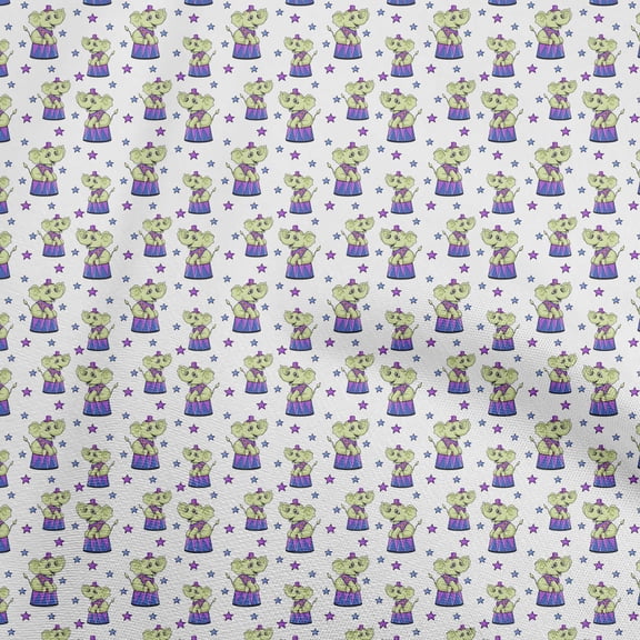 oneOone Cotton Flex White Fabric Circus Sewing Material Print Fabric By The Yard 40 Inch Wide-aB