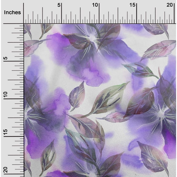 oneOone Cotton Flex White Fabric Leaves & Flower Floral Quilting Supplies Print Sewing Fabric By The Yards 40 Inches Wide