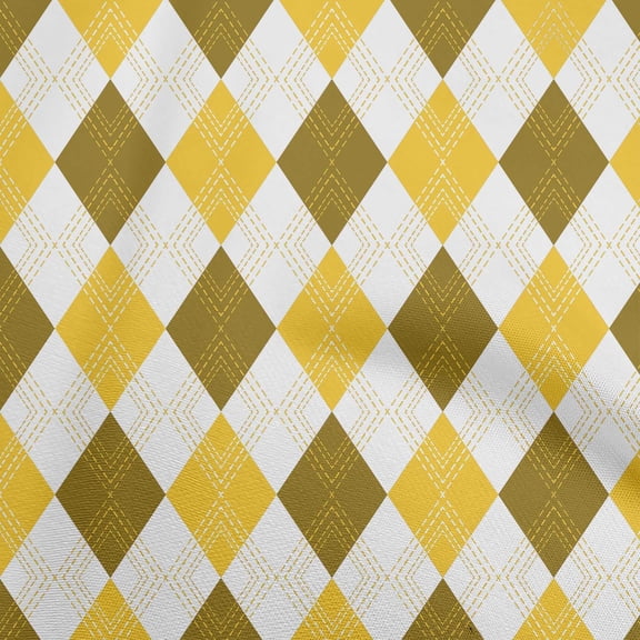 oneOone Cotton Flex Yellow Fabric Check Argyle Diy Clothing Quilting Fabric Print Fabric By Yard 40 Inch Wide