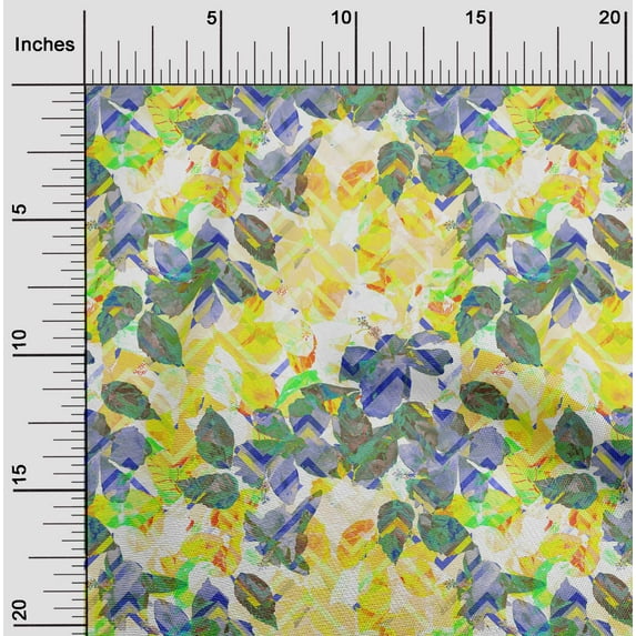 oneOone Cotton Flex Yellow Fabric Leaves Watercolor Sewing Material Print Fabric By The Yard 40 Inch Wide
