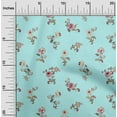 thumbnail image 1 of oneOone Cotton Jersey Aqua Blue Fabric Leaves & Floral Artistic Quilting Supplies Print Sewing Fabric By The Yard 58 Inch Wide, 1 of 4