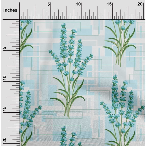 oneOone Cotton Jersey Baby Blue Fabric Leaves & Flowers Floral Sewing Craft Projects Fabric Prints By Yard 58 Inch Wide
