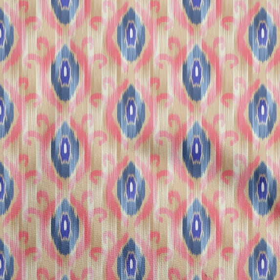 oneOone Cotton Jersey Beige Fabric Ikat Sewing Craft Projects Fabric Prints By Yard 58 Inch Wide
